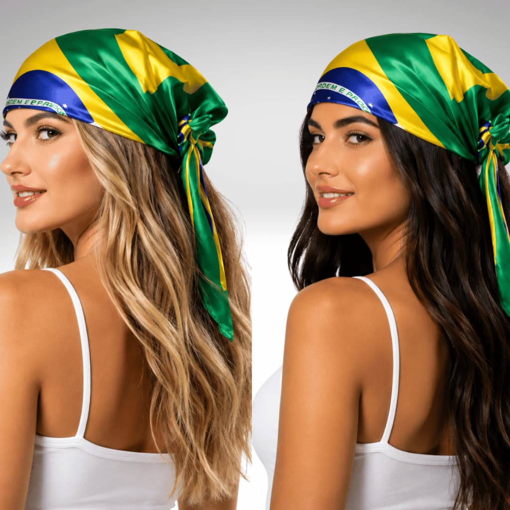 Lenço Estampa Bandeira Brasil  Seda Toque Suave Multifuncional  90x90cm Look Tendência