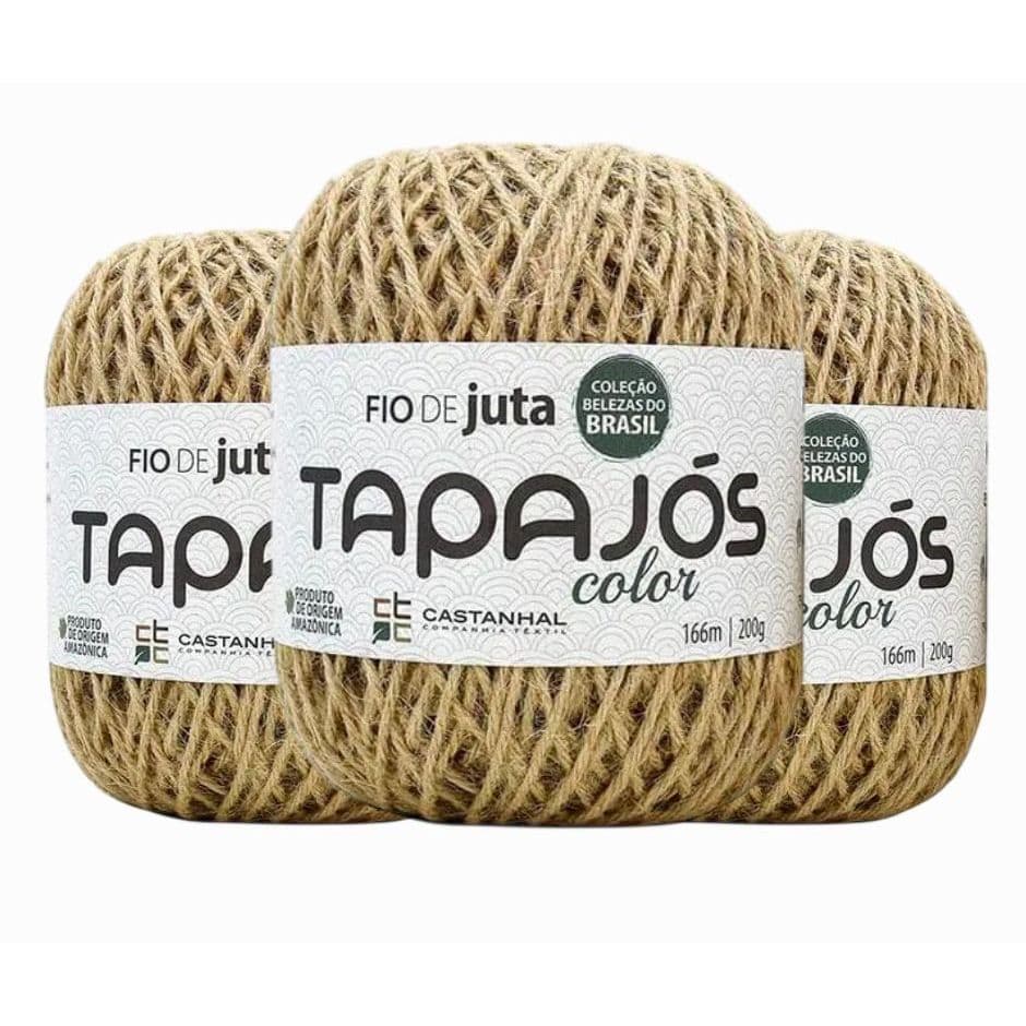 3x Fio de Juta Castanhal Tapajós Natural 200g 166m Macramê Crochê Sustentável Decoração Brindes Artesanato