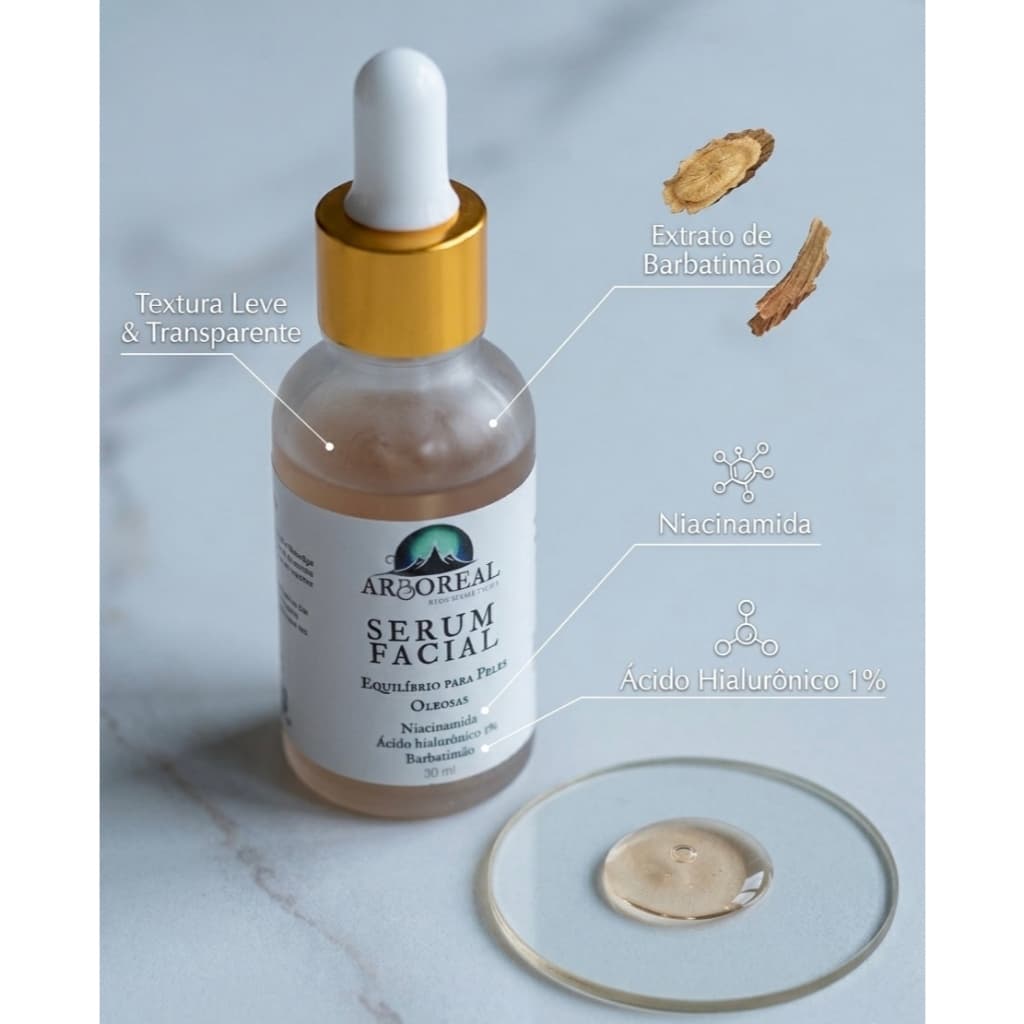 Sérum Facial Antioleosidade com Niacinamida e Barbatimão para Acne Arboreal 30ml