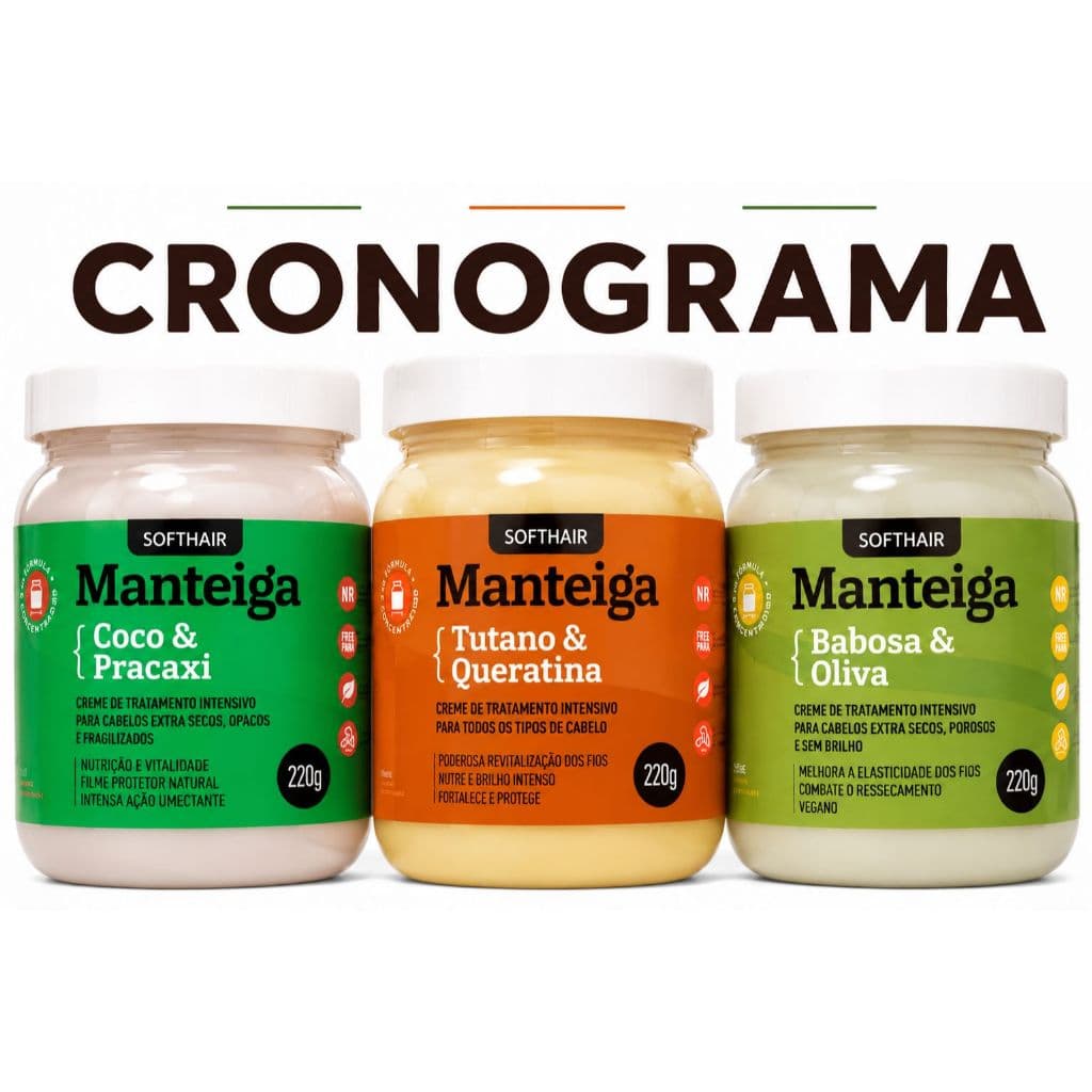 Kit Cronograma Capilar Softhair Manteiga  Nutrição Hidratação e Reconstrução Kit c/3 unidades