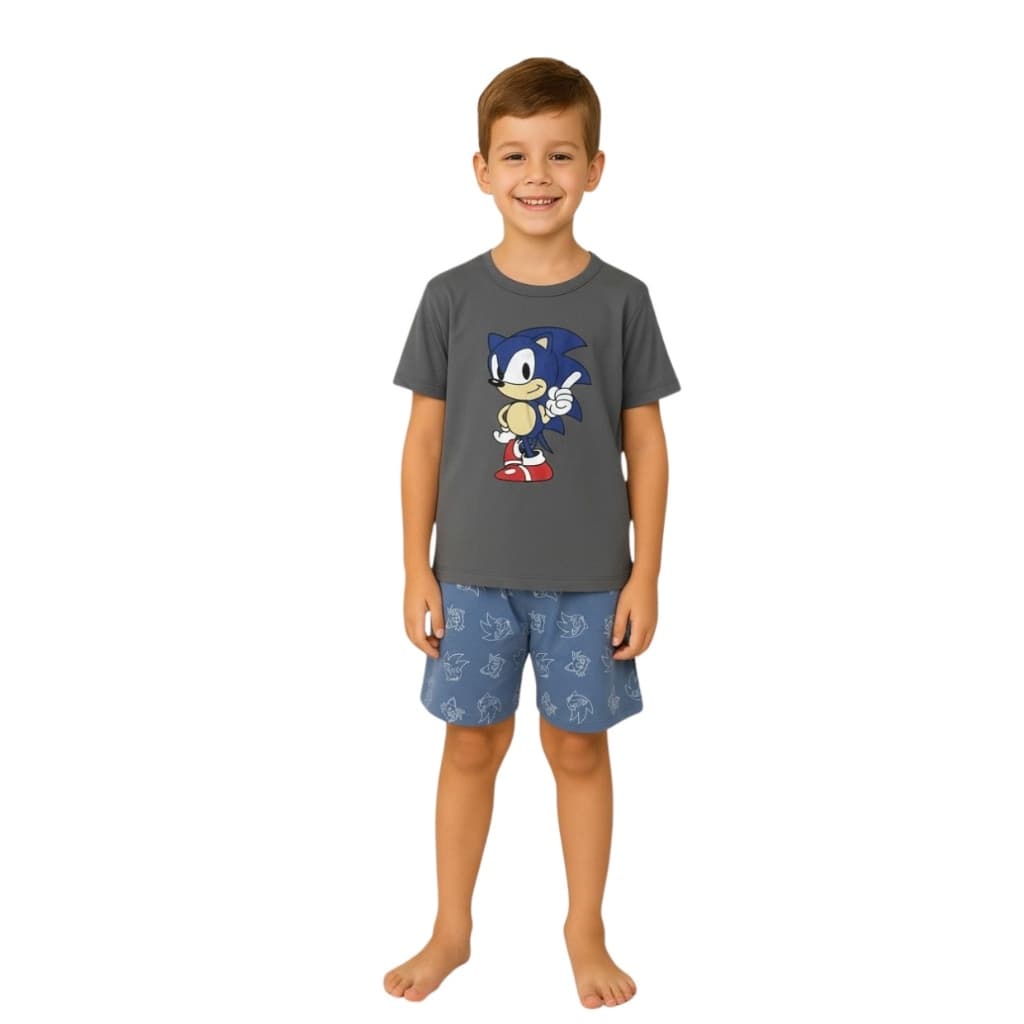 PIJAMA INFANTIL PERSONAGENS VERÃO SHORT E BLUSA MENINO CRIANÇA SONO DORMIR ACONCHEGANTE PROMOÇÃO