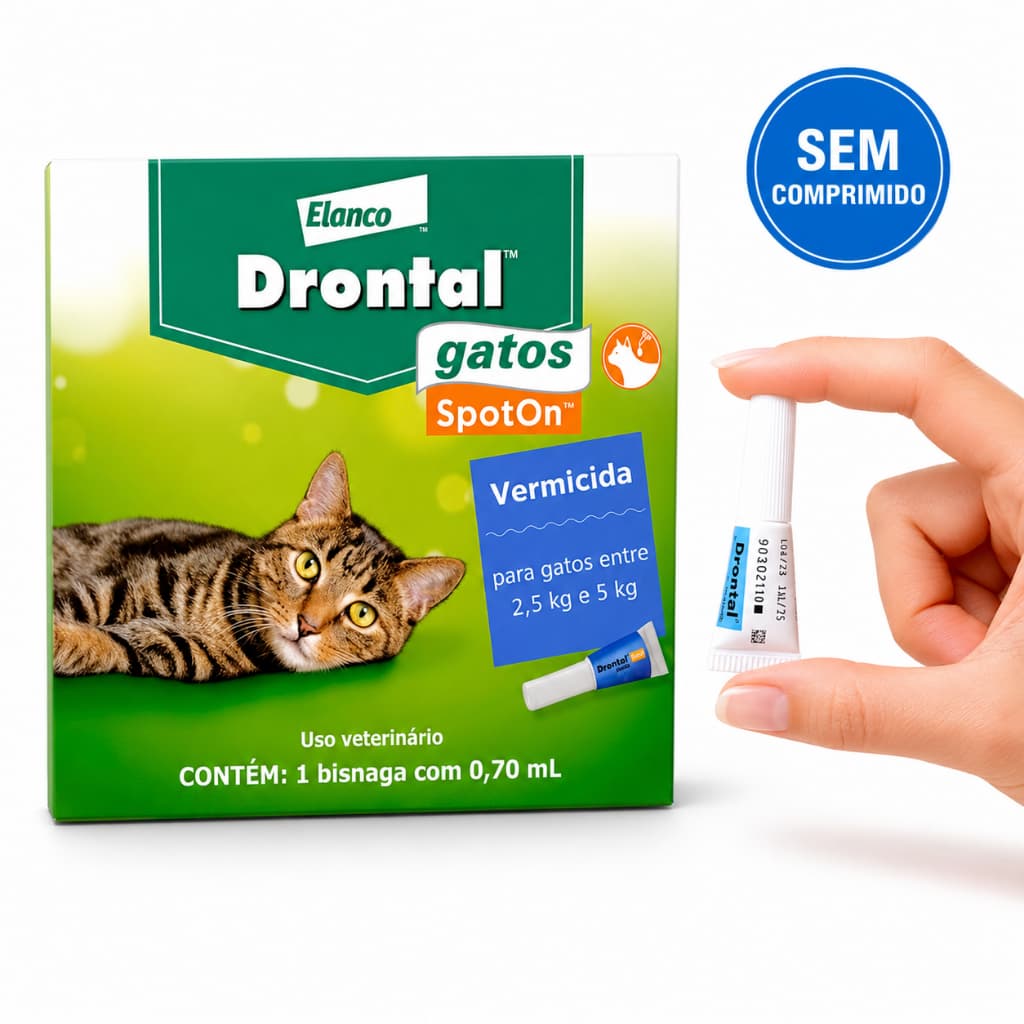 Drontal Spot On Gatos 0,7ml Vermífugo Tópico 2,5kg A 5kg Bisnaga