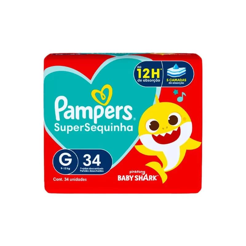 FRALDA PAMPERS SUPER SEQUINHA G 34un