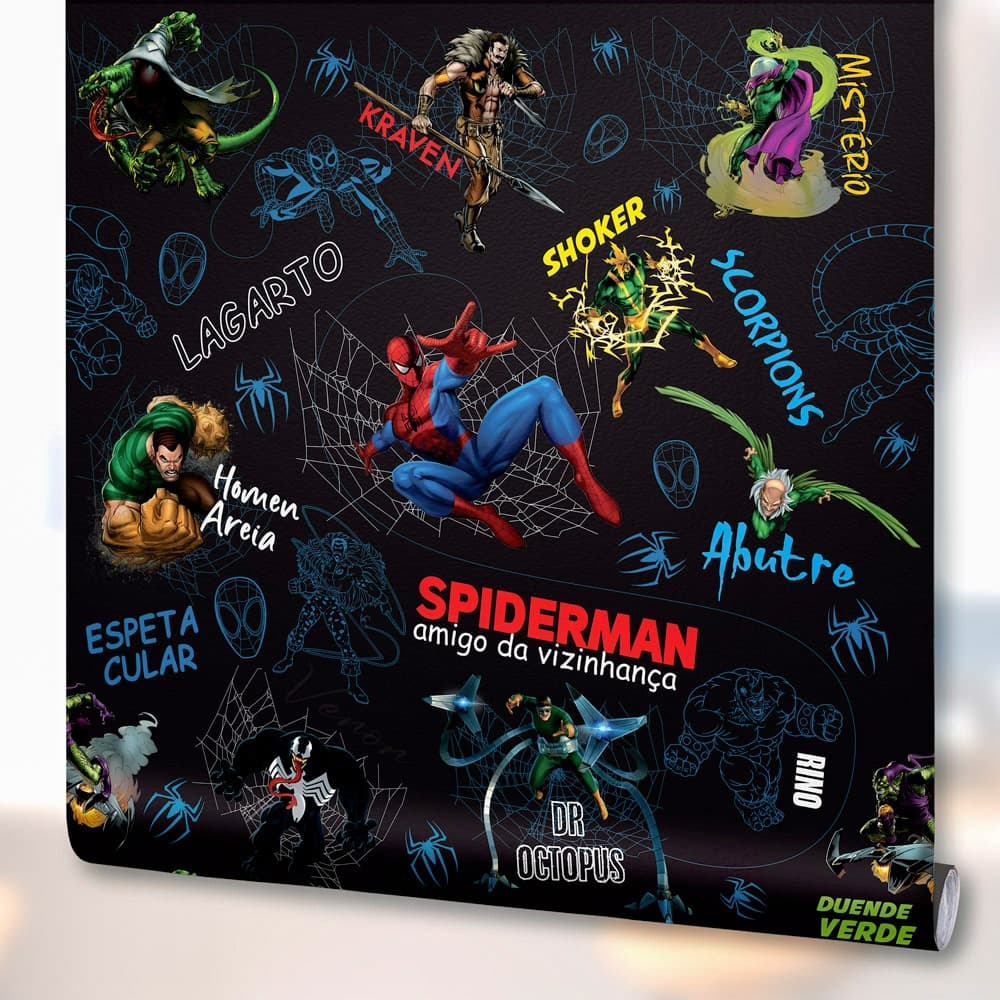 Papel de Parede Decoração Infantil Homem Aranha Quarto Lavável