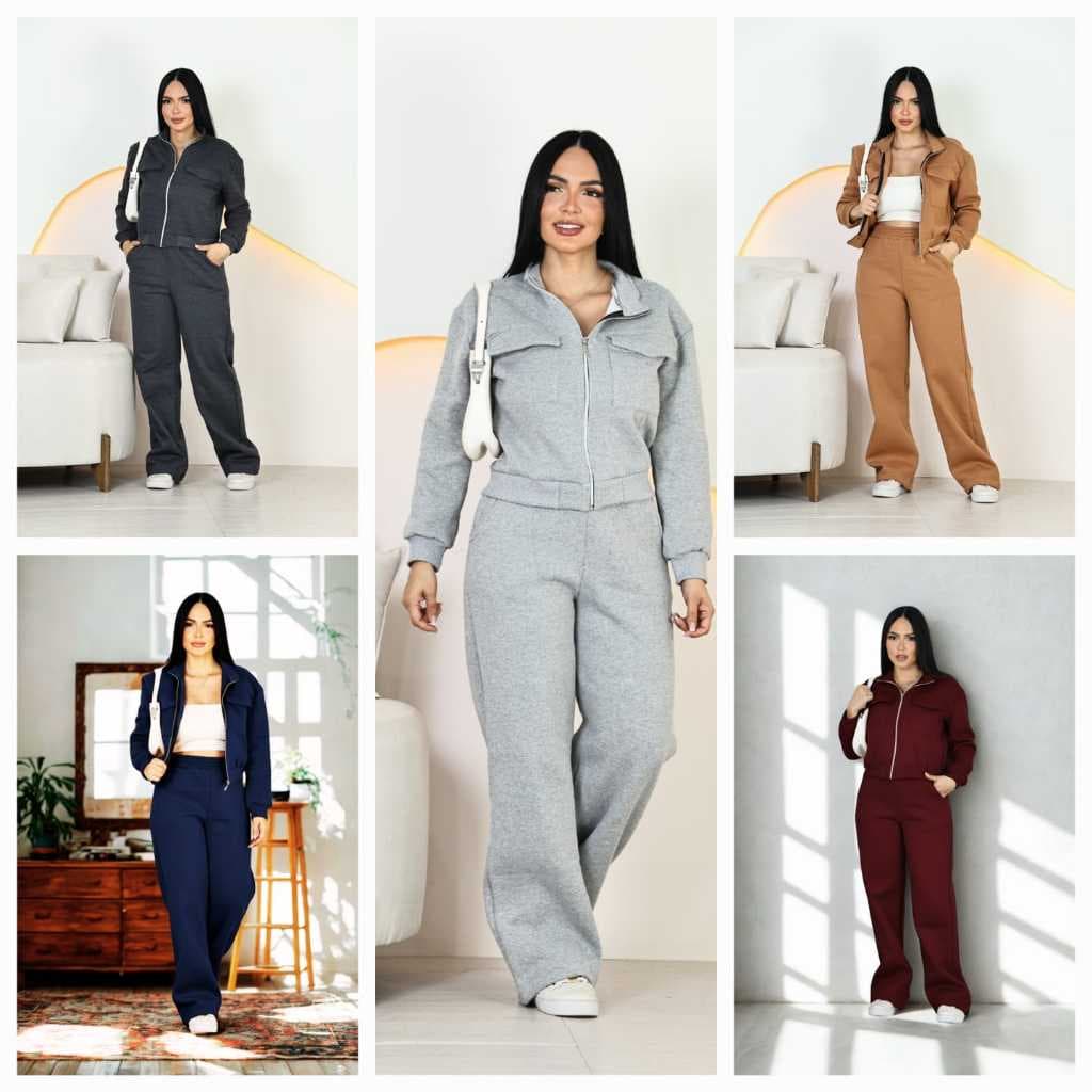 conjunto moletom feminino flanelado moda inverno calça e jaqueta