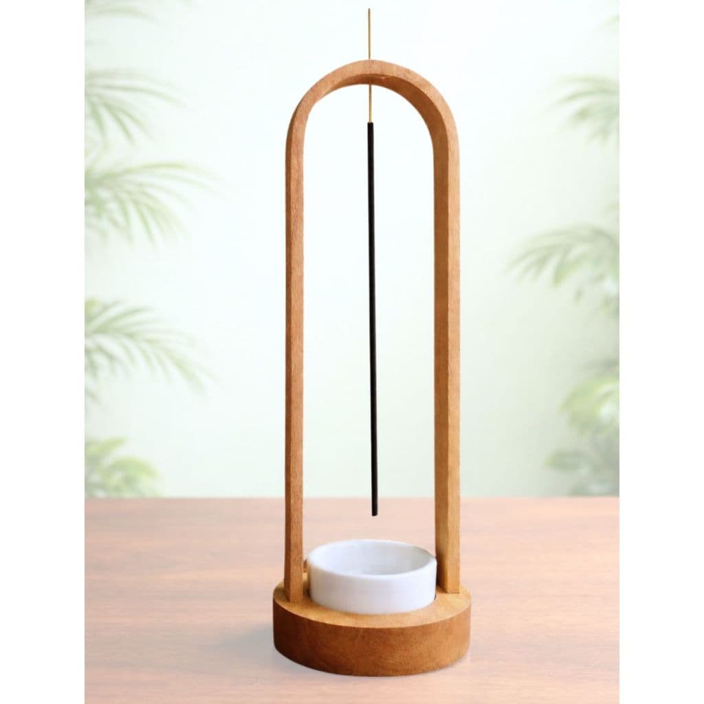 Incensário Porta Incensos Invertido Madeira Porcelana Queimador Suspenso Decorativo Anti-sujeira Zen