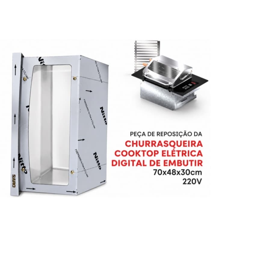 [Peça de Reposicao] Acabamento e Visor de Churrasqueira Cooktop Elétrica de embutir 70x48x30cm 220V ** MOSTRUARIO**