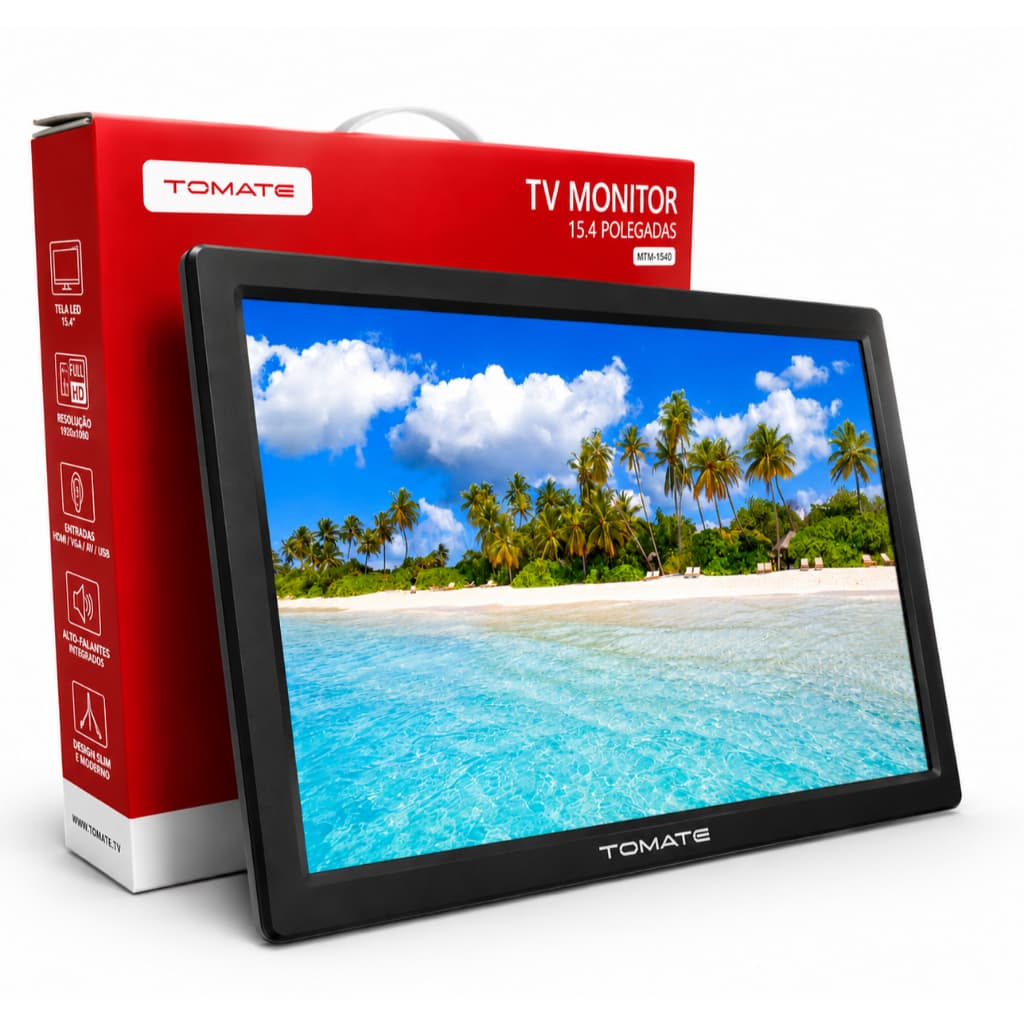 Tv Portátil Digital 15.4 Polegadas Led Hd Usb Hdmi Sd Monitor MTM-1540
