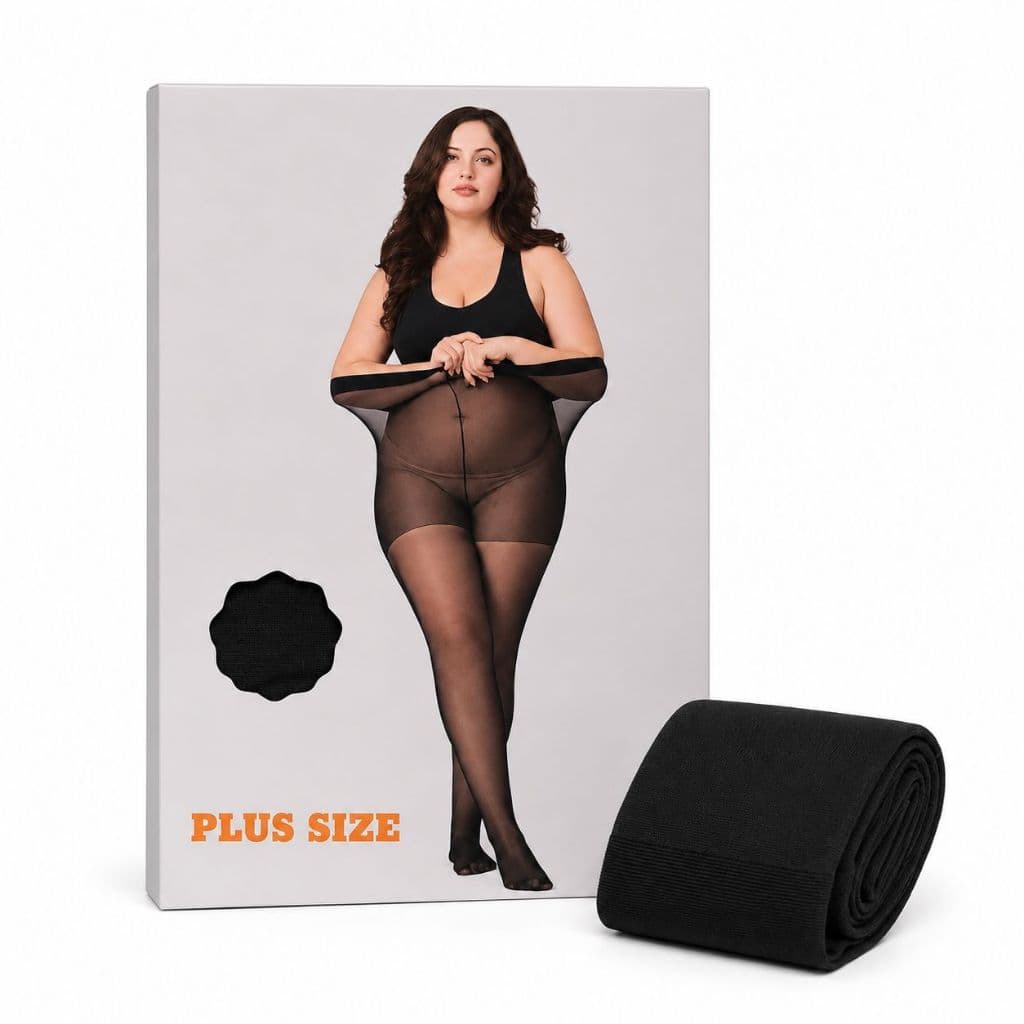 Meia-Calça Plus Size Feminina 15D Fina Transparente Elástica Confortável Preta Marrom