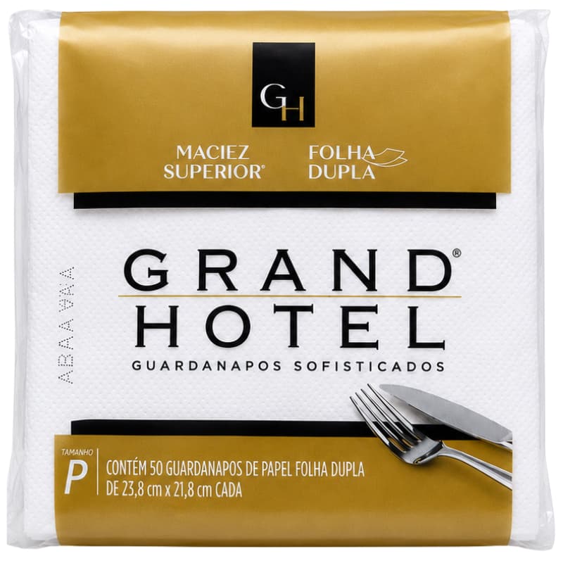 Guardanapo De Papel Grand Hotel Folha Dupla Premium Pequeno C/ 50 Un