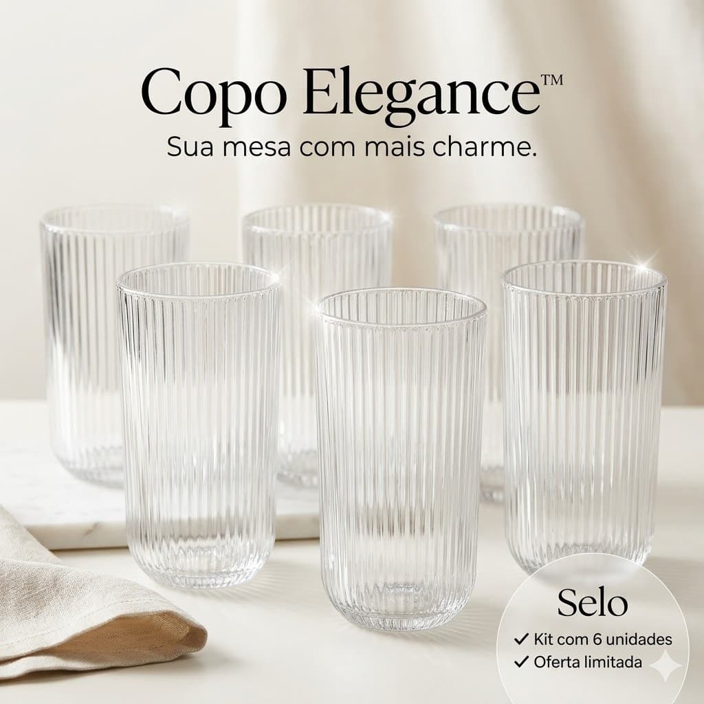 Conjunto Copos Vidro Transparente Versalhes Capacidade 420 Ml Jogo 6 Unidades Copo Elegance