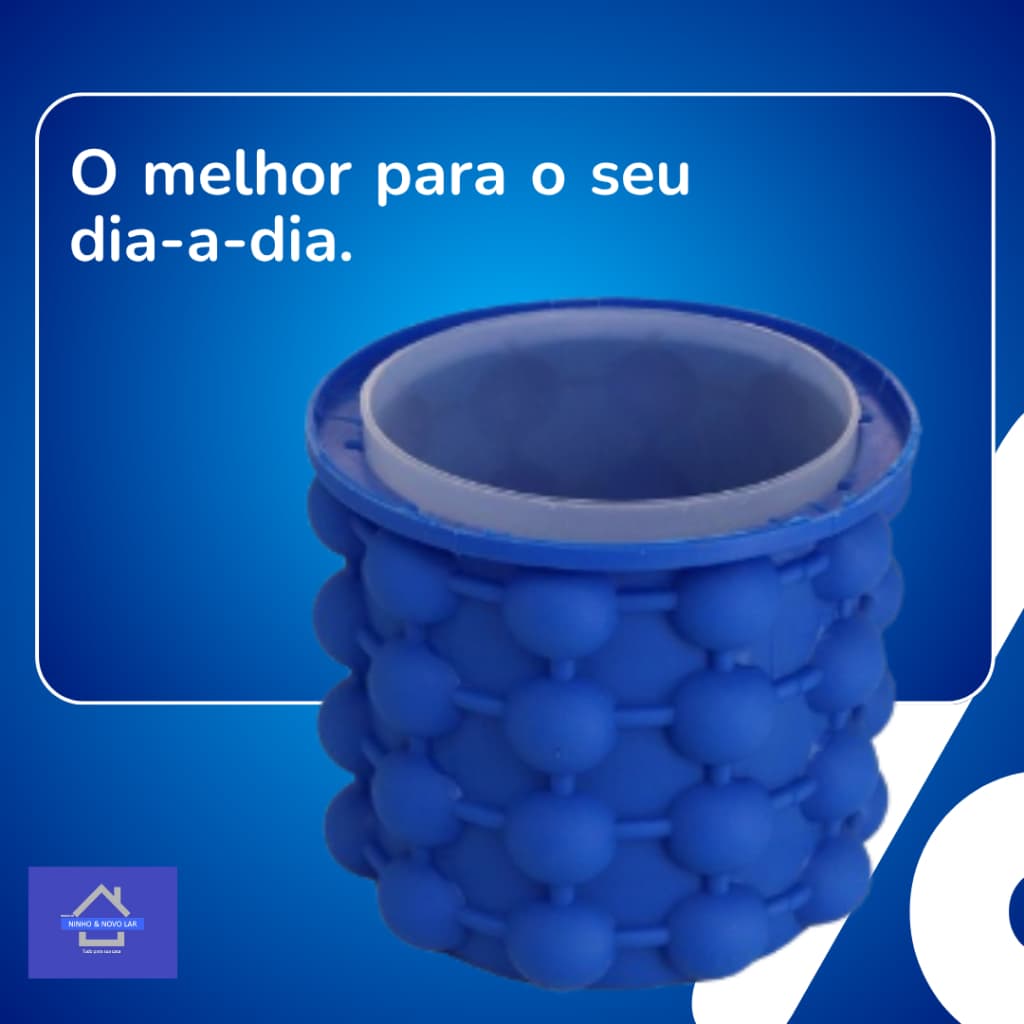 Balde de Gelo Silicone com Tampa Forma de Gelo Térmica Reutilizável Azul para Freezer Bebidas Drinks