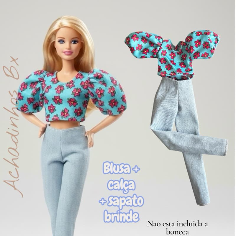 KIT BLUSINHA CALÇA E SAPATO NR32  ROUPINHAS BONECA 30CM  roupas bonecas kit Escala 1:6 30cm Roupas Boneca  doll