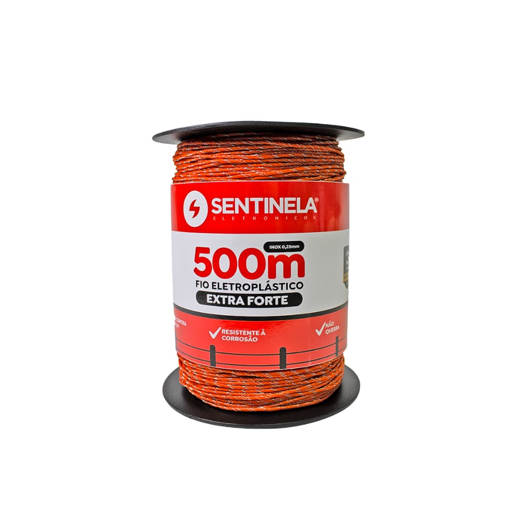 Fio Eletroplástico Sentinela Inox 500m Extra Forte Uv Cerca Eletrica Rural