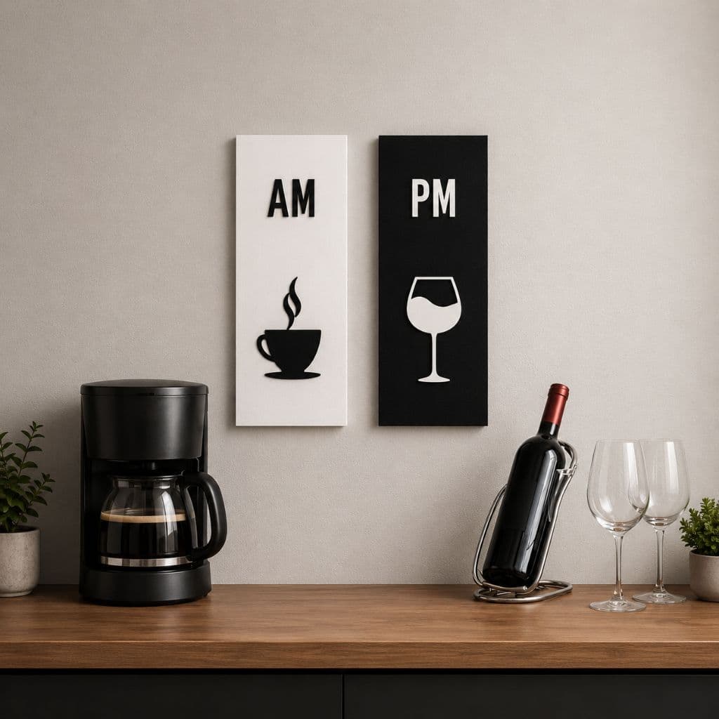 Kit quadros Decorativo Café e Vinho com 2 Placas MDF para Cozinha e Área Gourmet