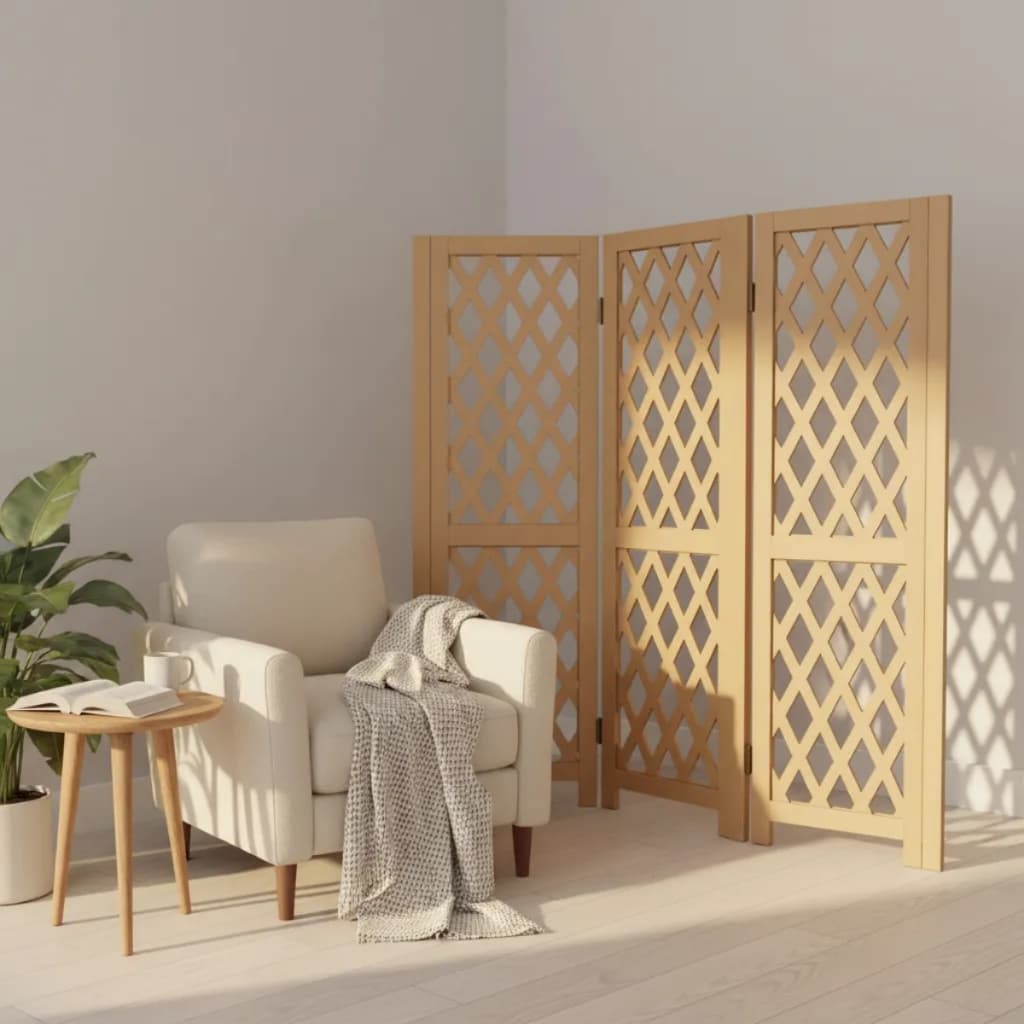 Biombo Treliça Divisor De Ambiente MDF 3 Folhas Dobrável Decorativo Sala Escritório 1,70m Moderno