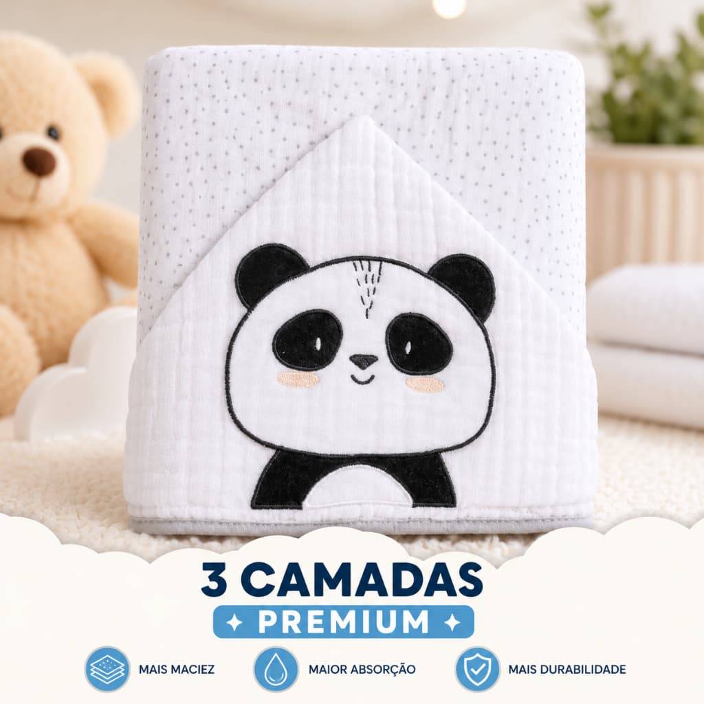 Toalha Premium Soft Luxo 3 camadas com bordado Grande infantil