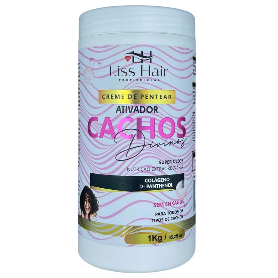 Creme de Pentear Cachos Divinos Super Óleos e Brilho Intenso 1Kg Linha Premium Liss Hair