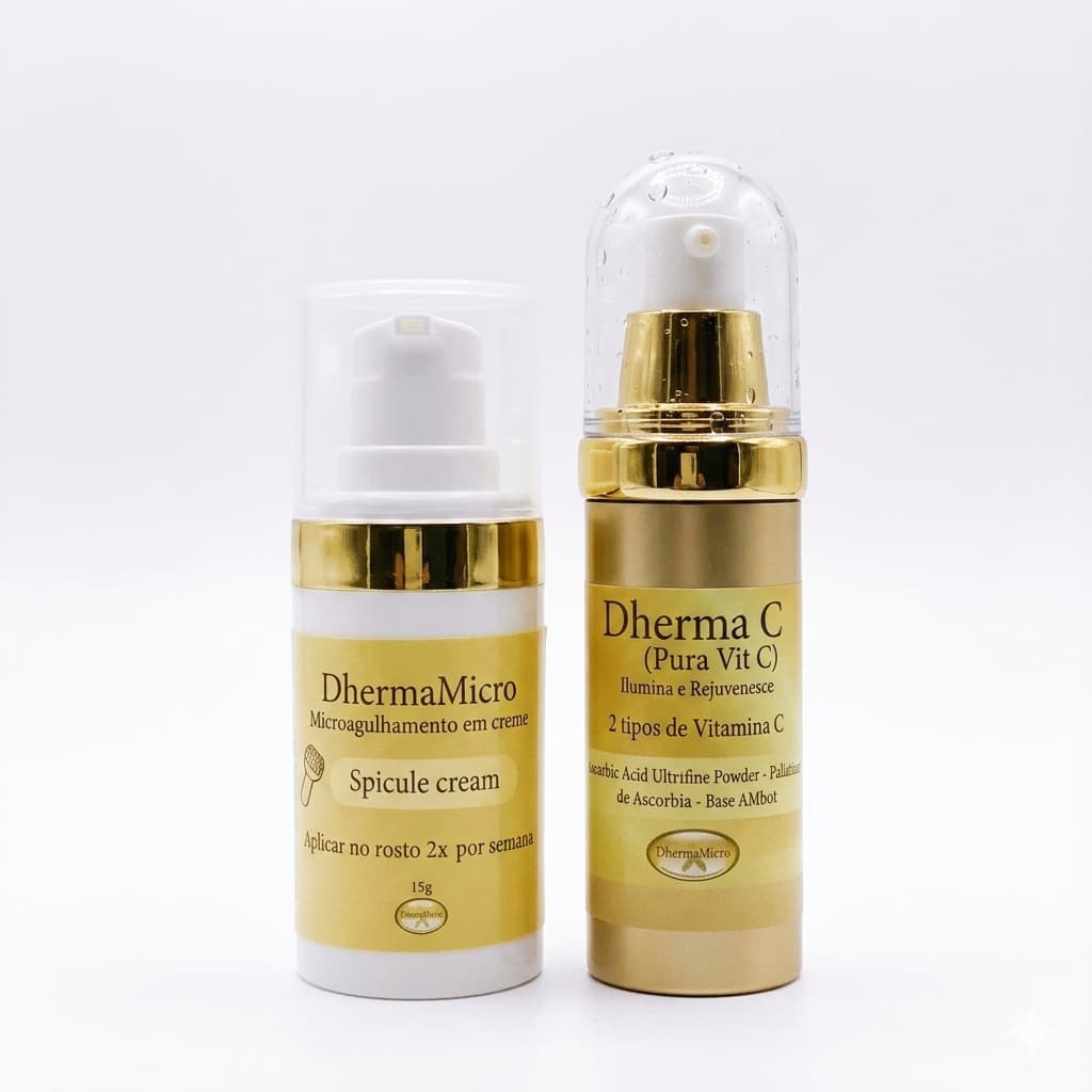 Kit Microagulhamento Com Vitamina C - Spicule Cream 15g + Dherma C Vitamina C Facial Com 2 Tipos De Vitamina C 30g