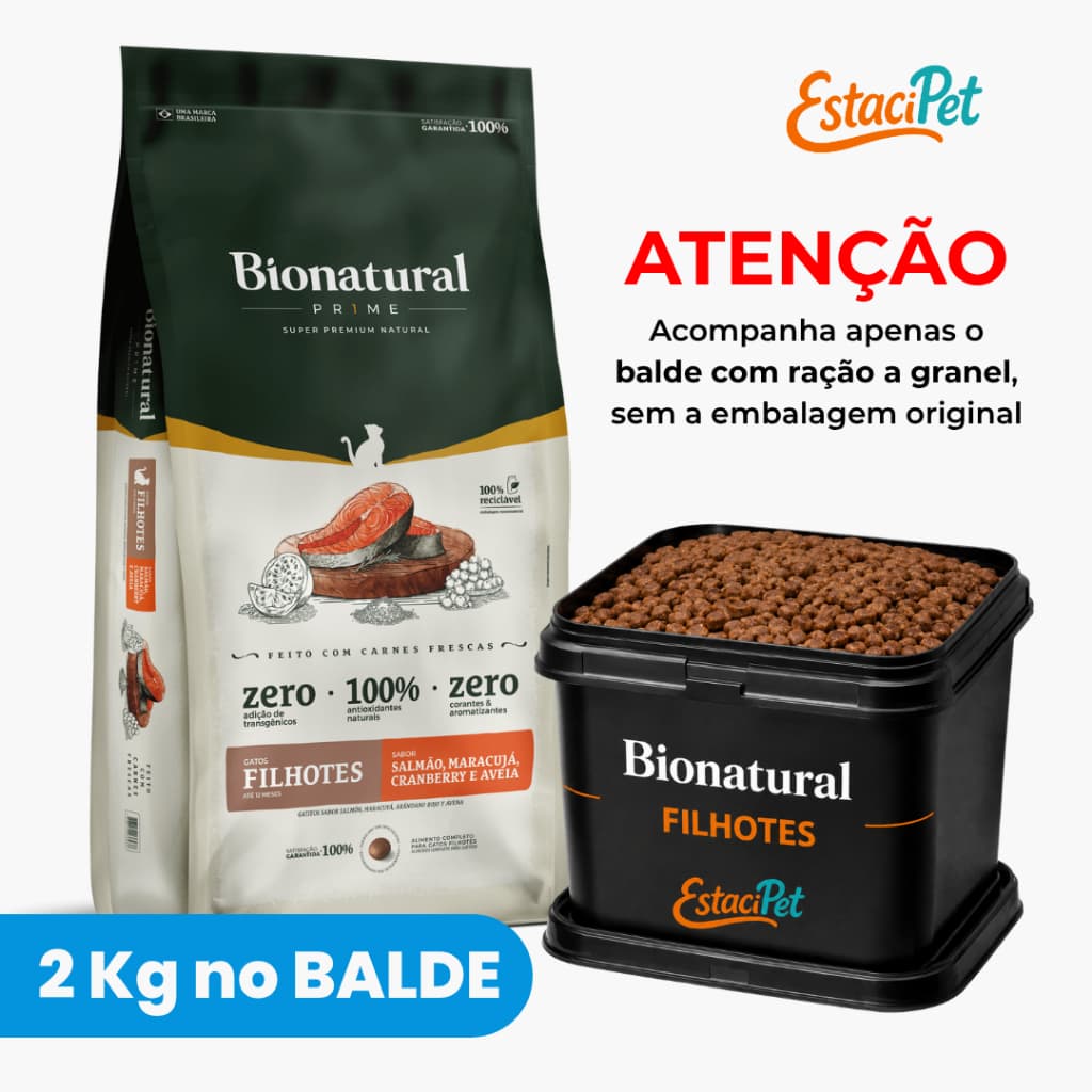 Ração Super Premium Bionatural Gatos FIlhotes 2KG No Blade Sabor Salmão  Descriçã