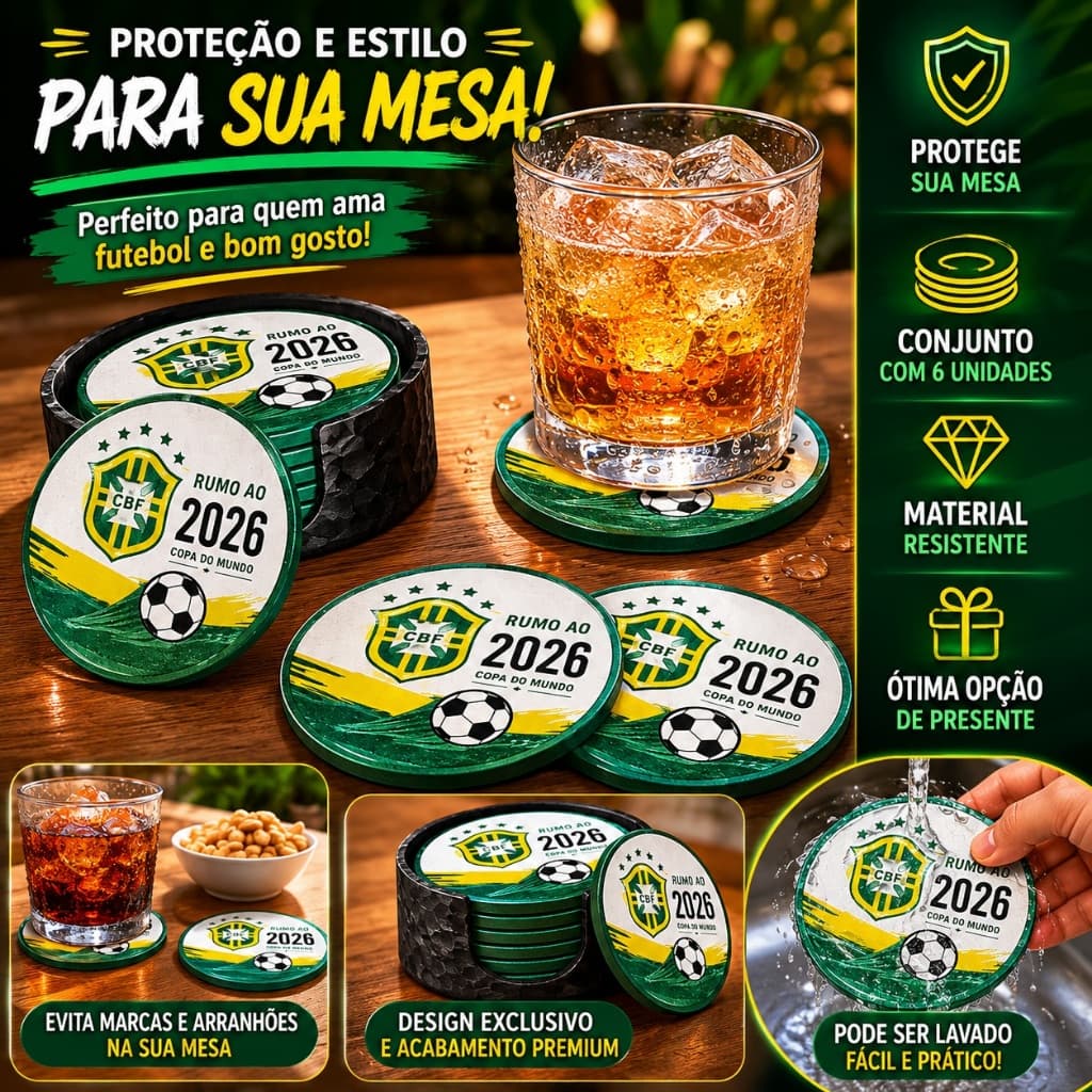 Porta copos-descaço de copos-bolacha para mesa, descanso de copos, descanso de mesa-Porta Copos Redondo Premium torcida