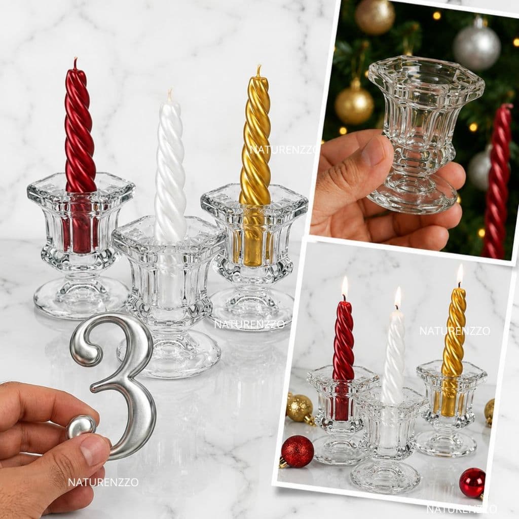 Kit 3 Porta Castiçal De Vidro Porta Vela Enfeite Decoração Veneza luxo Translucido
