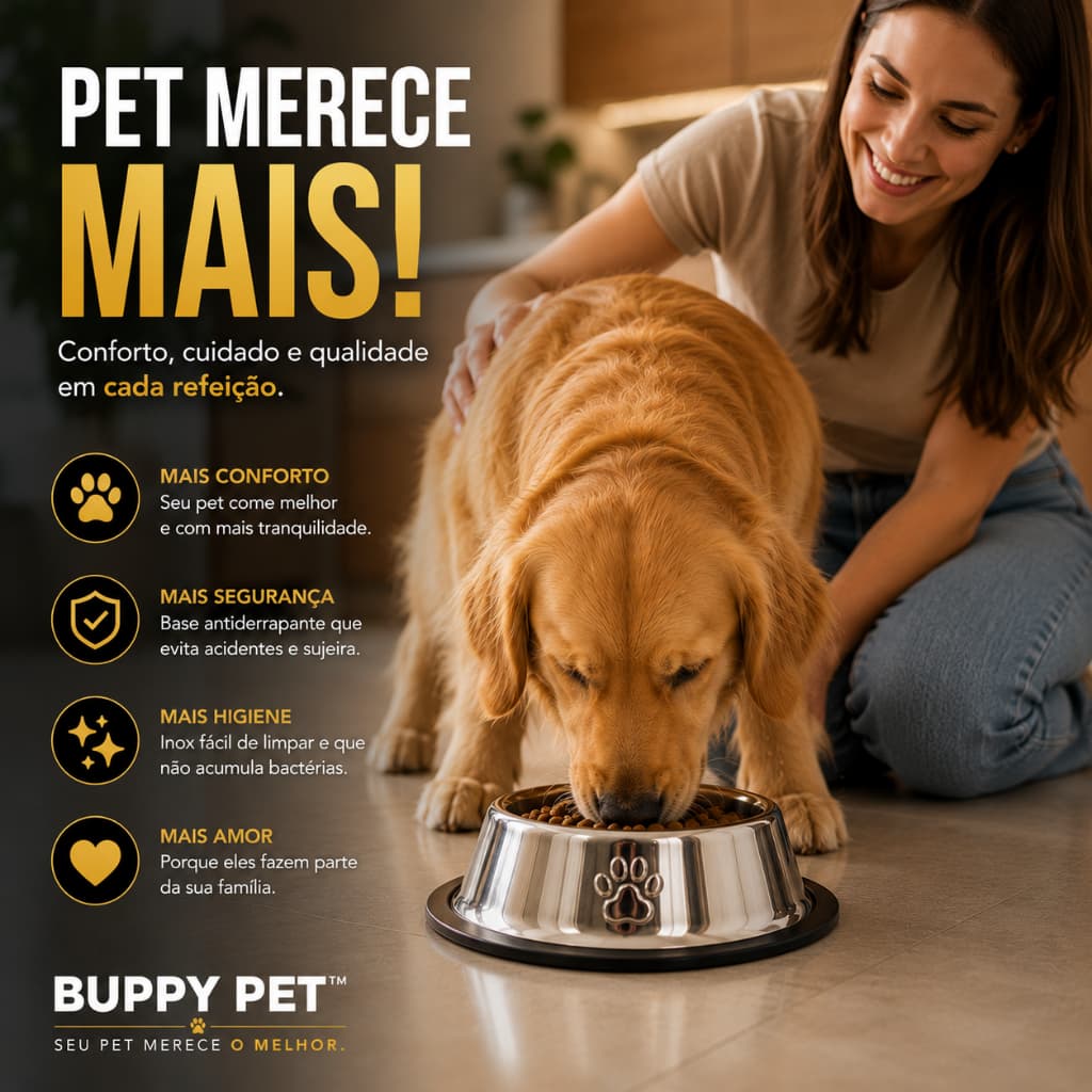 Comedouro Antiderrapante Inox Pequeno Racao Agua Cachorro Gato Facil Limpeza Duravel