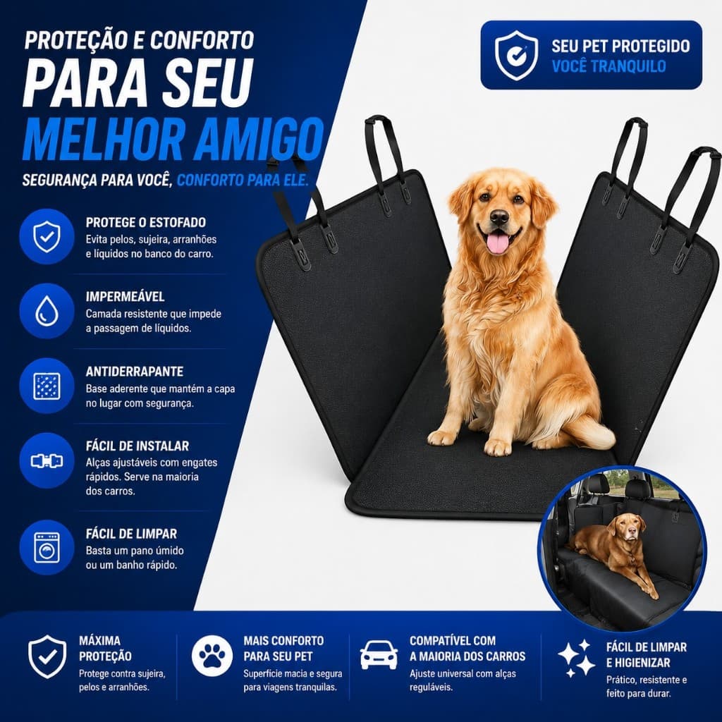 Capa Transporte Pet Segurança Couro Impermeável Cão Gato Animais Banco Carro Fácil Limpar