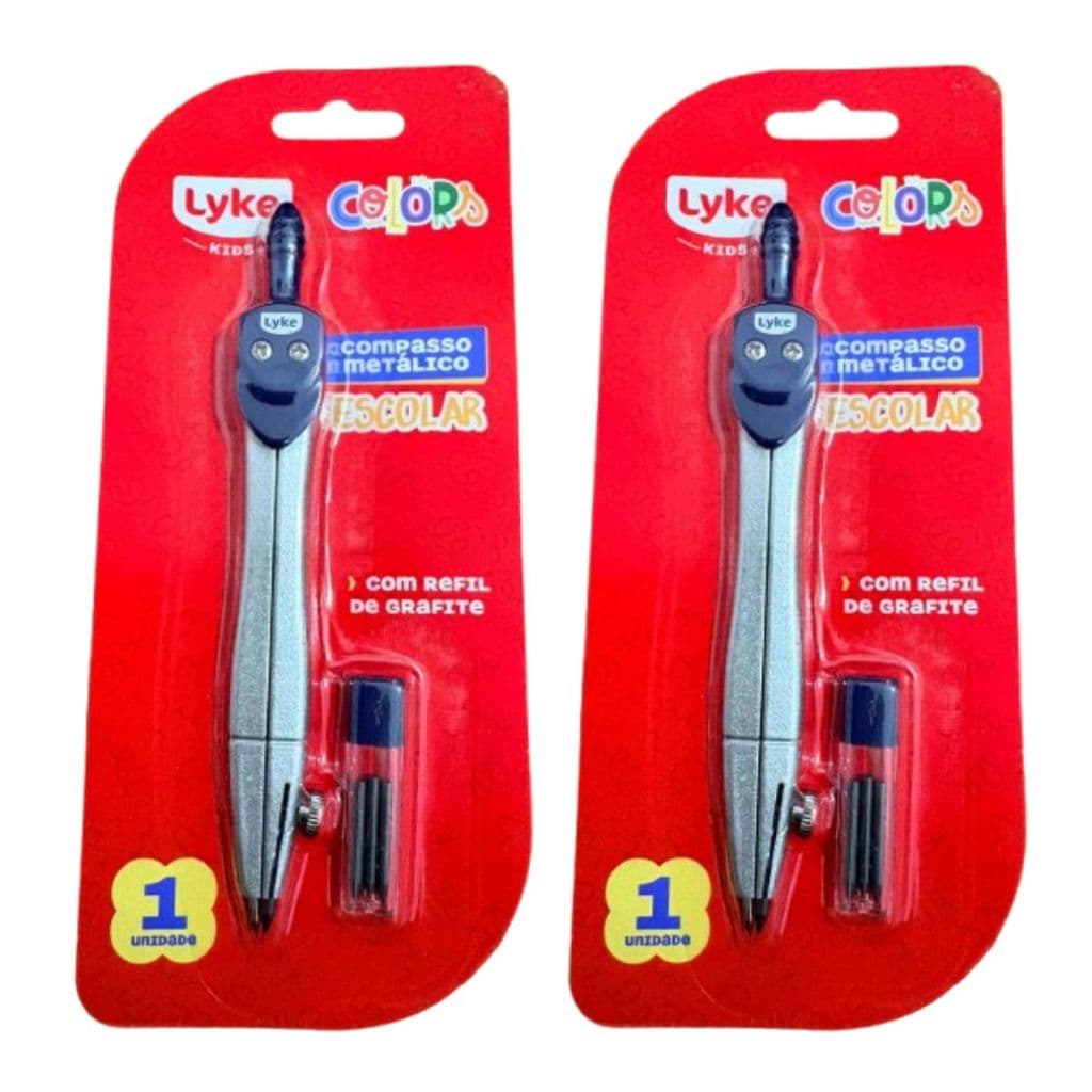Kit 2 Compasso Metálico Escolar - Lyke