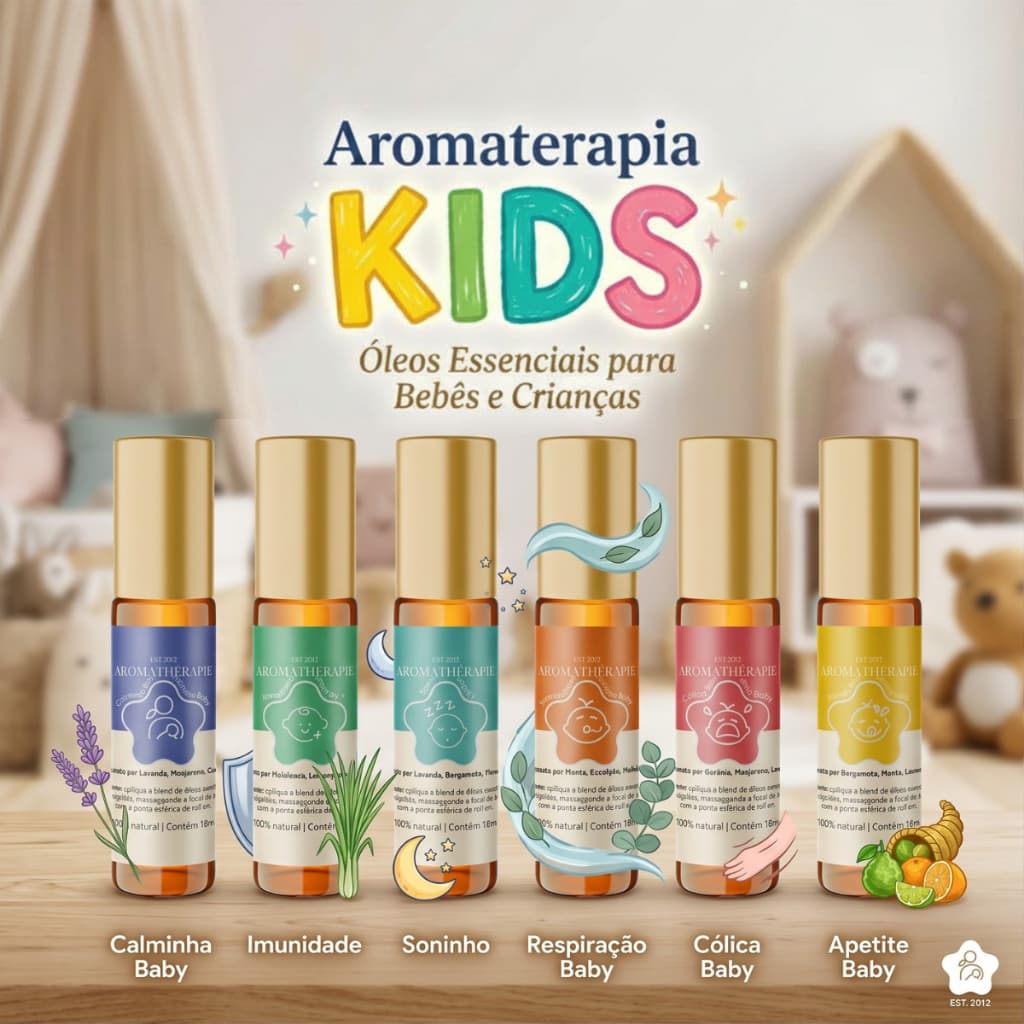 Aromaterapia Roll-On Natural Blend Óleos Essenciais Linha Baby Aromathérapie - Escolha o seu