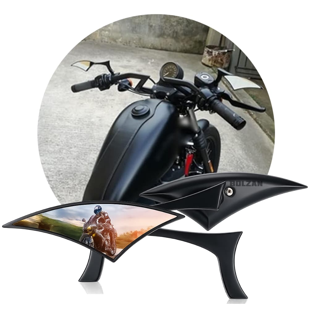 Espelho Retrovisor Folha Preto Moto Custom Cafe Racer Universal