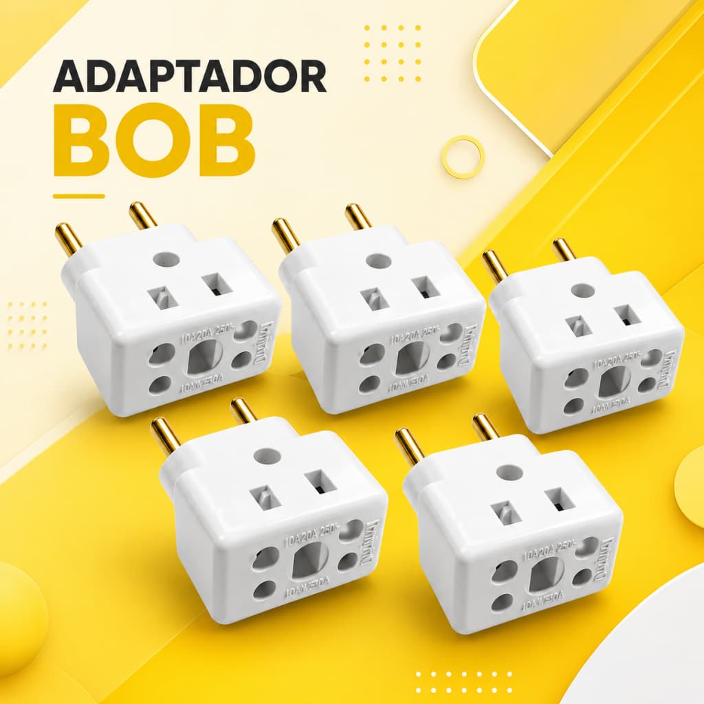 Adaptador de Tomada C/5 Benjamin BOB 10A/20A Pino Maciço Resistente