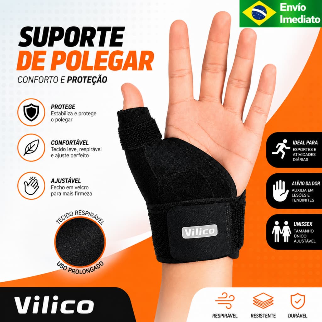 Luva Compressão Tendinite Artrite Artrose Pulso e Polegar Suporte Ortopédico Ajuste Anatômico dor