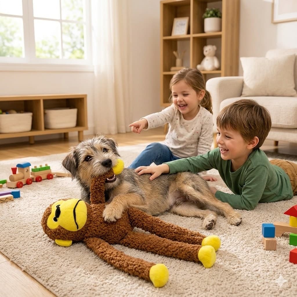 Brinquedo De Pelúcia Para Cachorro Macaco Com Apito Grande 45cm