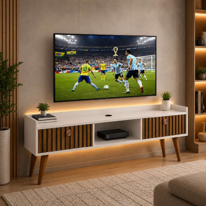 Rack Bancada Vegas / Miami - Portas Basculantes Com Pes Design Moderno Para Sala Ou Quarto