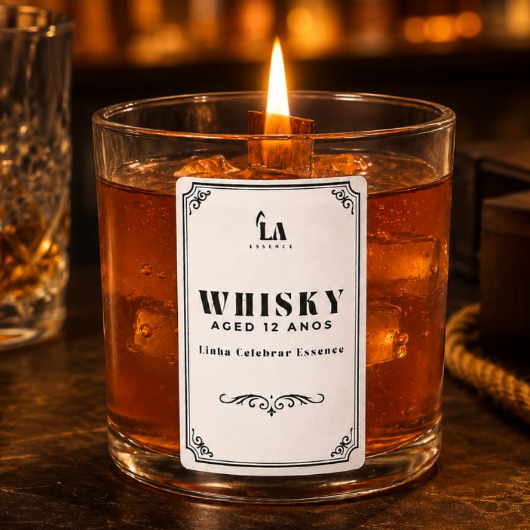 Vela Aromática Copo Whisky Artesanal Velas Premium Perfumadas