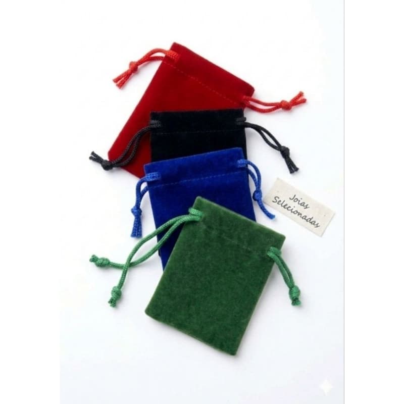 Saquinhos de Veludo Premium Tamanho  7x9-CM Na Cor Preto Azul Verde E Vermelho  - Para Joias, Brincos e Presentes.