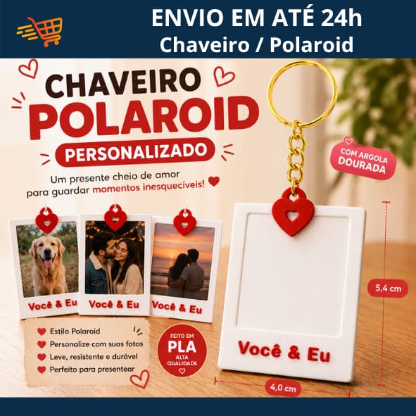 Chaveiro Estilo Polaroid Personalizado ✨ Presente Perfeito para Casais