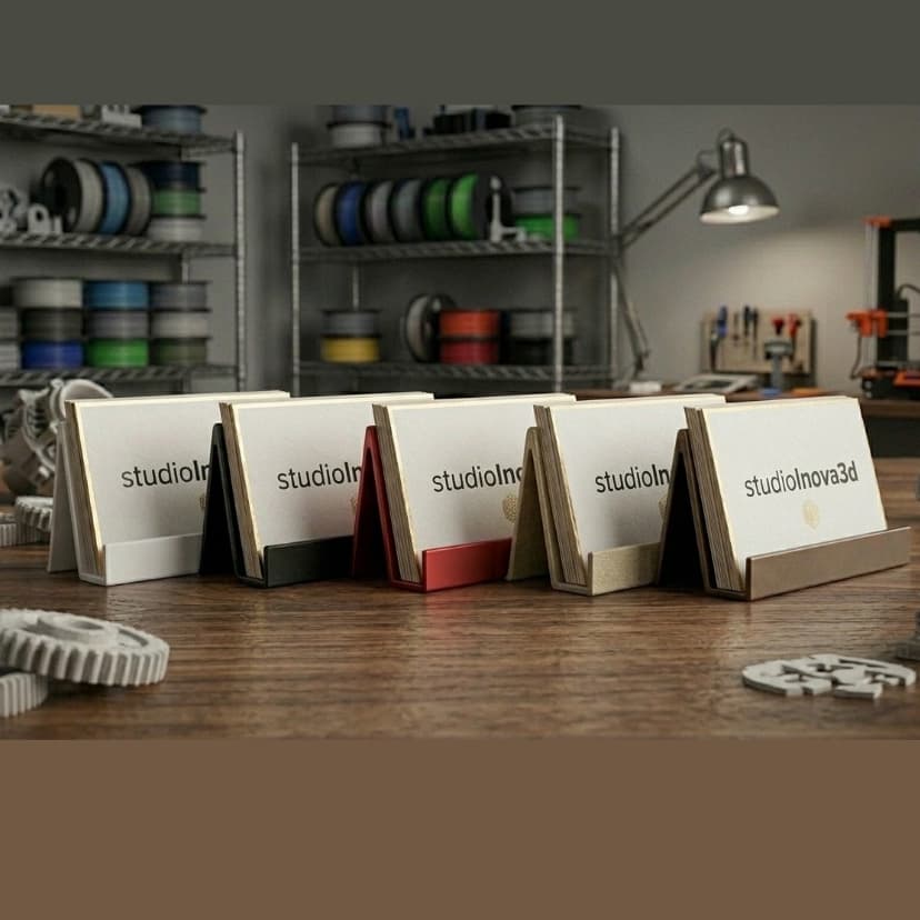 Porta Cartão de Visita Minimalista em Impressão 3D | Suporte Moderno para Mesa Escritório