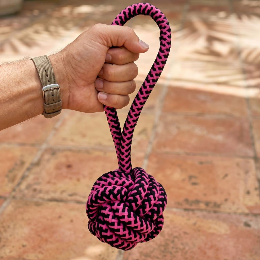 Corda com Bola para Cães Médio/Grande, Brinquedo para Puxar e Buscar, Limpa os Dentes, Resistente
