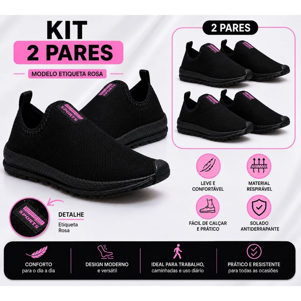 KIT 2 PARES Tenis Meia Feminino Conforto e Estilo