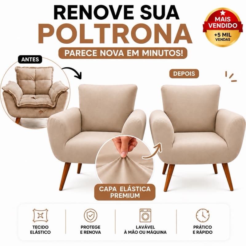 2 Capa para Poltrona Opala Elasticada Premium Malha Gel Lavável Grossa