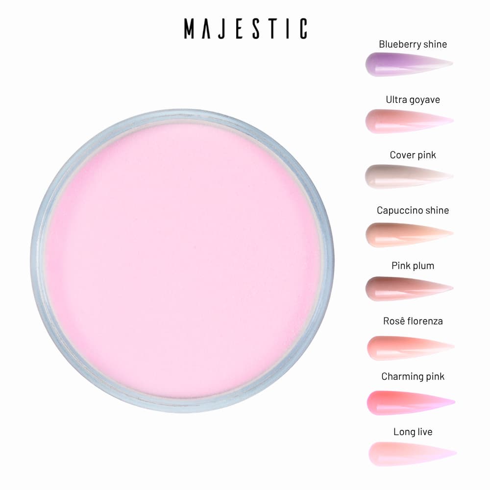 Pó acrílico LINHA CONSTRUÇÃO (Rosa Rosê Pink) Alongamento Majestic Nails