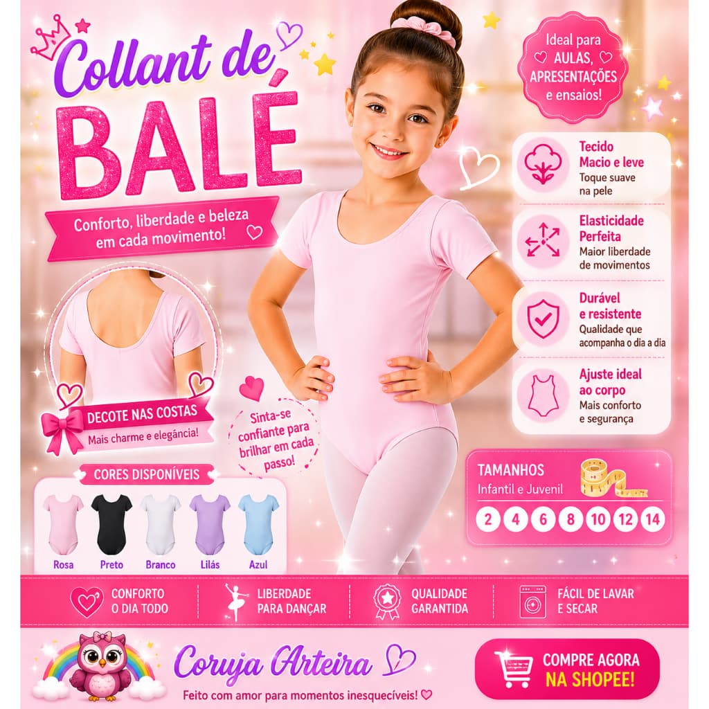 Collant  Ballet infantil  – Body Feminino Dança e Balé