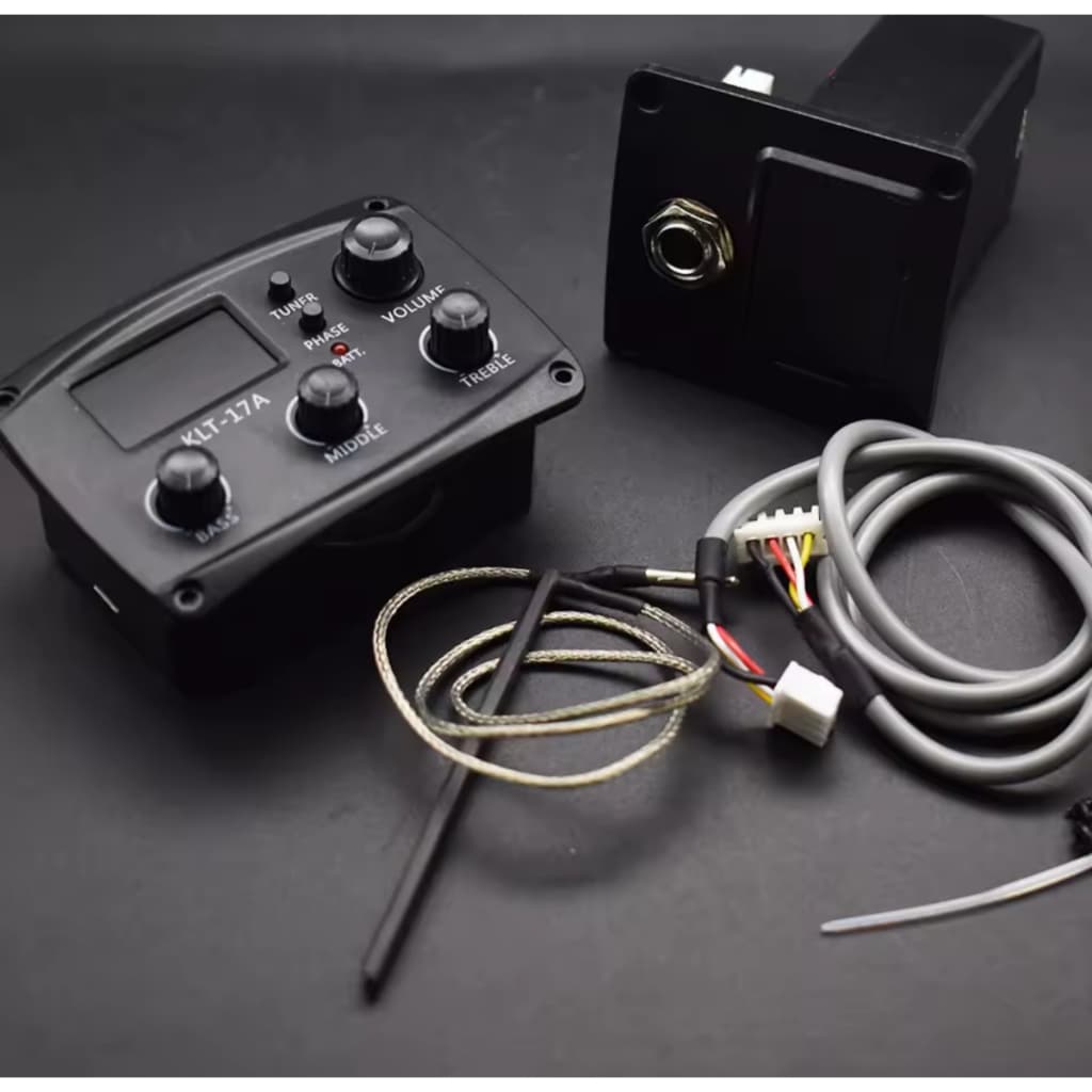 KLT-17A pré-amplificador eq de guitarra acústica 70*48mm com afinador de procedimento digital equalizador eq de 3 bandas