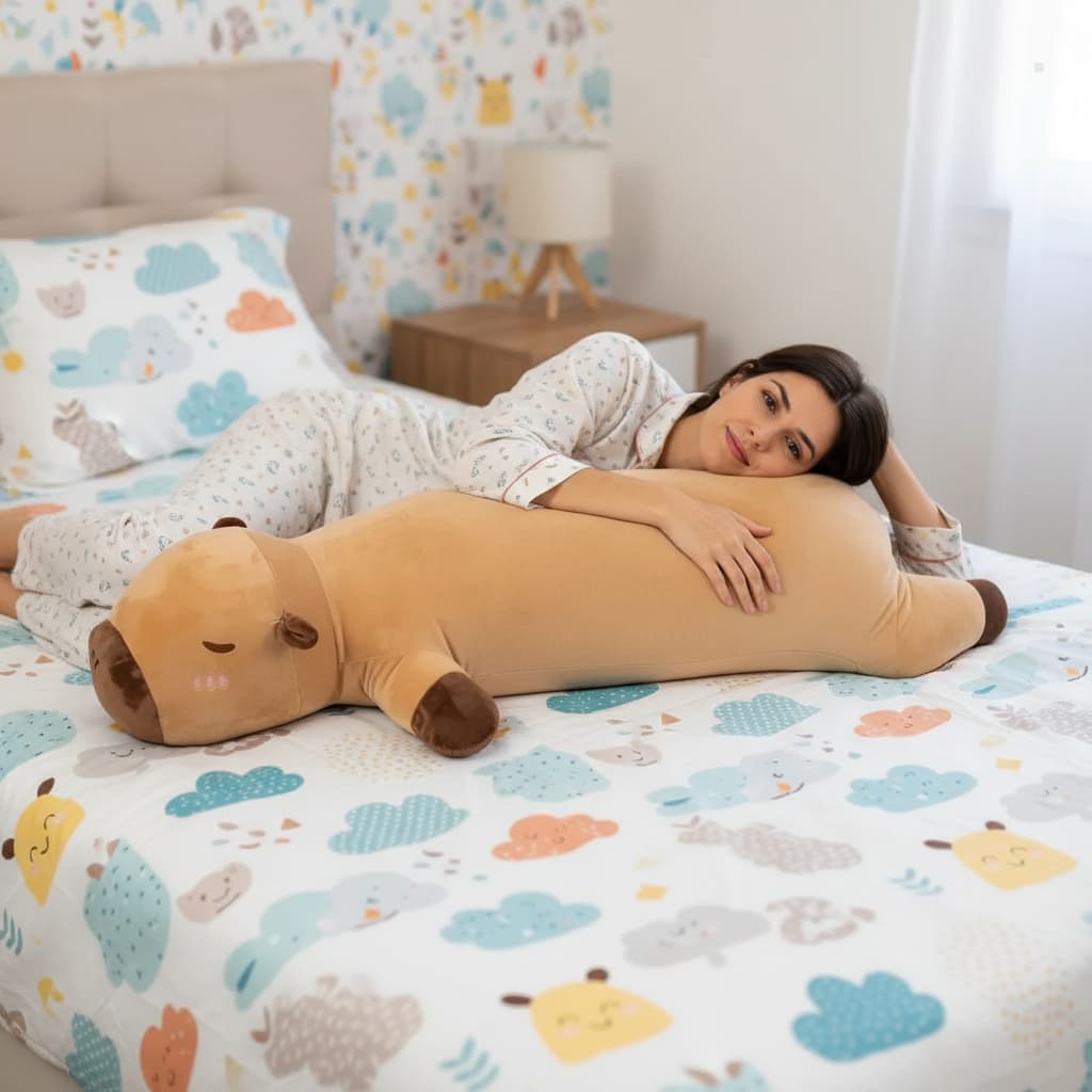 Xuxão Travesseiro Pelúcia Corpo Capivara Dormir Confortável