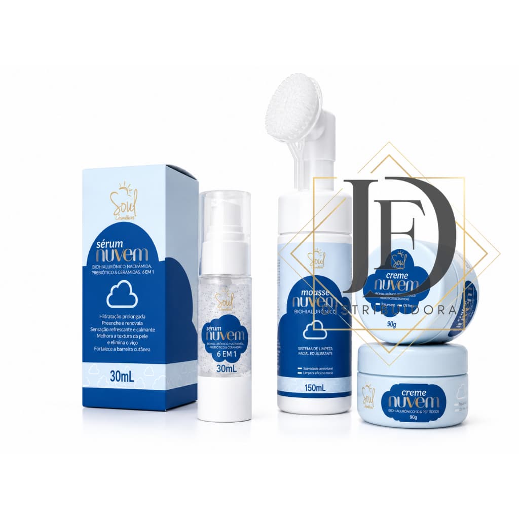 Kit Nuvem Soul Cosméticos - Mousse Facial + Sérum 30ml + Creme Facial Hidratante