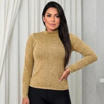 Blusa Cacharrel Feminina Lãzinha Gola Alta Quentinha
