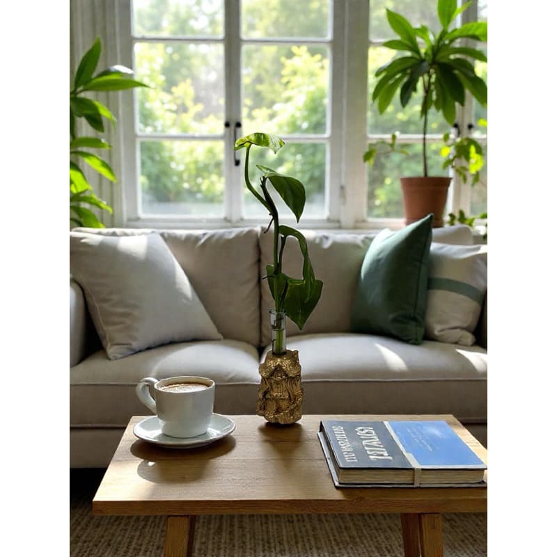 Mini Vaso Decorativo Casinha Encantada Dourado | Vaso Multiuso para Plantas e Aromatizador | Peça Artesanal