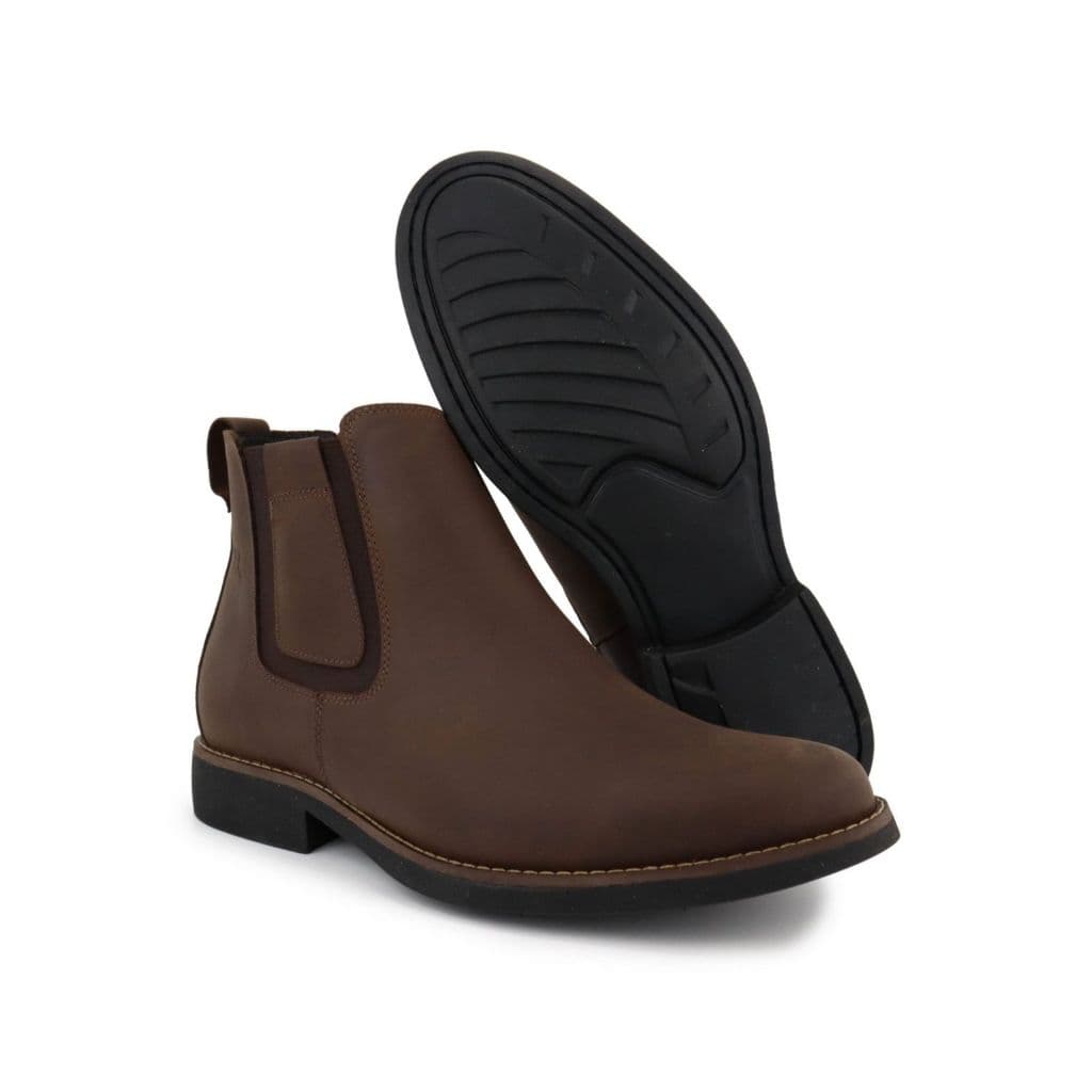 Bota Botina Masculina Couro Nobuck Graxo Café Sola Costurada